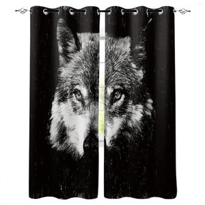 Rideau animaux loup motifs noir et blanc fenêtre traitements rideaux cantonnière salon salle de bain décor à la maison