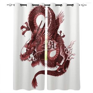 Rideau asiatique rouge en colère Dragon rideaux de fenêtre modernes pour salon chambre cuisine traitement rideaux maison El décoration