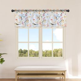 Rideau Automne Oiseau Fleurs Arbre Branches Court Tulle Rideaux Pour Cuisine Café Sheer Voile Demi-Rideau Chambre Porte