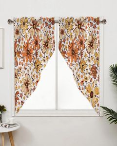 Rideau d'automne à Texture florale, pour fenêtre, salon, chambre à coucher, décoration de cuisine, triangulaire