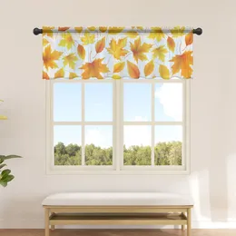 Cortina con textura de otoño, cortinas transparentes para cocina, cafetería, cenefa de ventana de tul medio corta, decoración del hogar