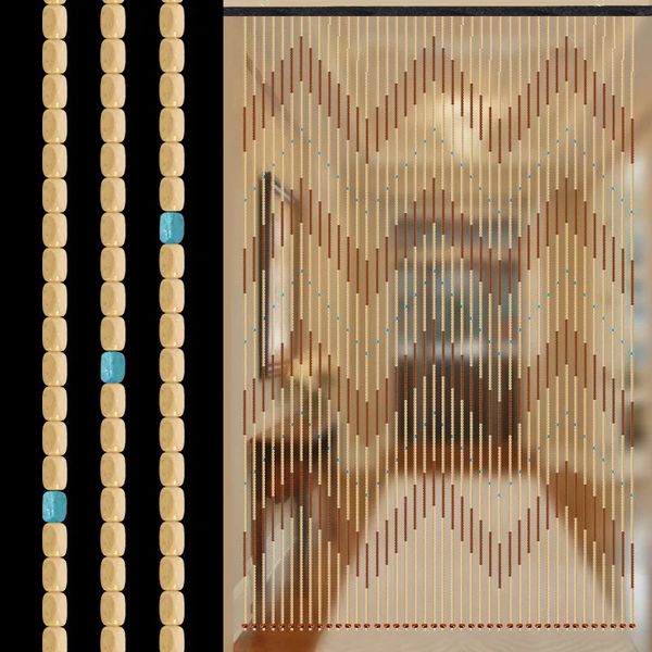 Rideau de porte en perles de bambou, pour salon, salle à manger, chambre à coucher, cloison de salle de bains, Fengshui, décoration de maison, vague dense, pompon suspendu, 231101