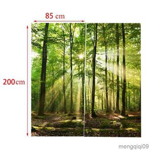 Cortina de bosque de bambú Cortinas apagadas impresas para las cortinas de la ventana del dormitorio para sala de estar 85% sombreado 3D altura 200 cm de ancho 170 cm R230815