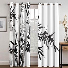 Cortina de pintura de tinta de bambu vovó elegante 2 peças cortinas finas para sala de estar quarto janela cortina para decoração de casa