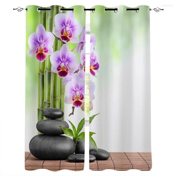 Rideau bambou orchidée Zen rideaux de fenêtre modernes pour salon chambre cuisine traitement rideaux maison El décoration