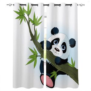 Cortina bambú Panda China lindo Color de dibujos animados Asia selva cortinas cortinas para sala de estar dormitorio cocina Oficina persianas ventana