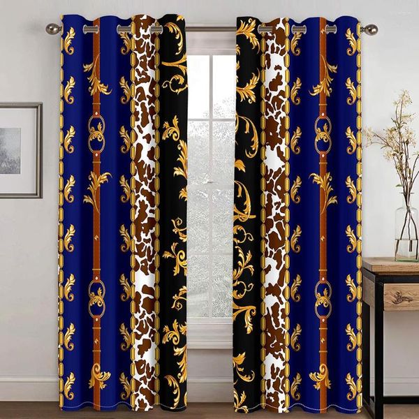 Rideau Baroque Boho Luxe Granny Designer Or Marque 2 Pièces Rideaux Minces Pour Salon Chambre Fenêtre Drapé Décor