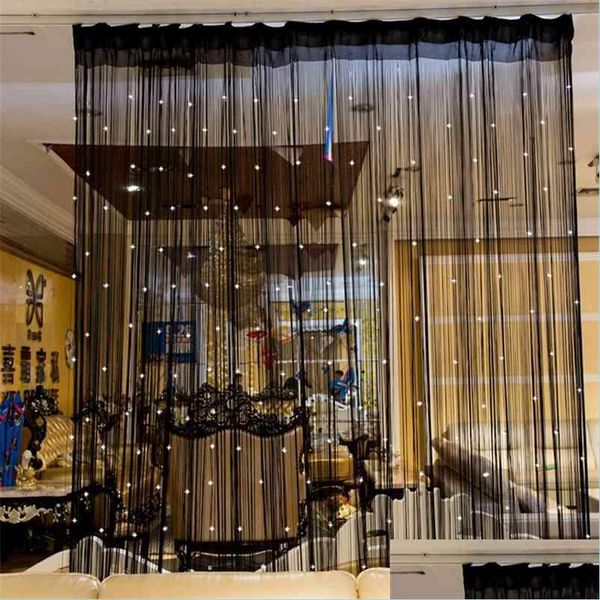 Rideau perlé rideau paillettes cristal gland chaîne ligne rideaux de porte fenêtre diviseur de pièce décoratif tle pour vivre 210913 goutte de Dhnhu