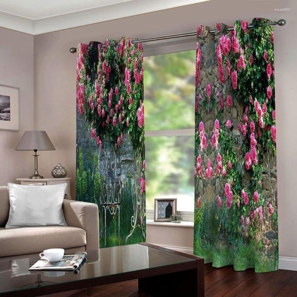 Rideau belle 3D rideaux fleur élégante pour salon chambre rideaux personnalisé n'importe quelle taille