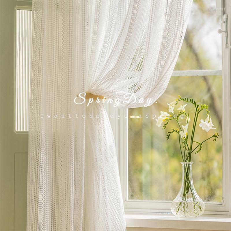 Rideau belle coréenne dentelle blanche fenêtre écran français princesse crème vent salon chambre flotteur Ow