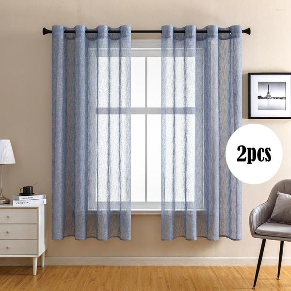 Cortina BILEEHOME, cortinas para sala de estar, 2 uds., ventana de tul, cortinas de tela de Organza de gasa de Color sólido