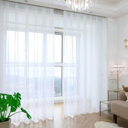 Rideau BILEEHOME solide blanc Tulle pure fenêtre rideaux pour salon la chambre moderne Voile Organza tissu rideaux 230919