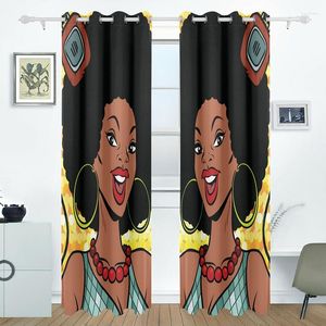 Gordijn zwart haar Afrikaanse vrouwen patroon black -out gordijnen voor woonkamer de slaapkamer raamtinten blindten op maat