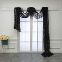 Gordijn zwart luxe bloemen borduurwerk elegante jacquard pure sjaalvalance extra lange voile bruiloft boog bed luifel feest achtergrond