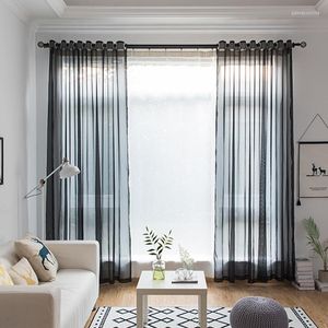 Gordijn zwarte tule pure gordijnen voor woonkamer raam vaste kleur lange slaapkamer huisdeur decoratie voile organza gordes