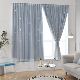 Gordijn Blackout Starlight Gordijnen voor woonkamer Slaapkamer Hollow High Noords Minimalistisch Licht Luxe Blue Girl Romantiek Aanpassing