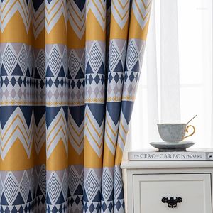 Rideau bohême jaune géométrique rideaux occultants vague imprimé pour salon chambre cuisine fenêtre traitement drapé Cortinas