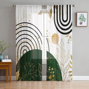 Rideau bohème abstrait style feuille de feuilles rideaux pour le salon de la chambre à coucher de cuisine fenêtre en tulle