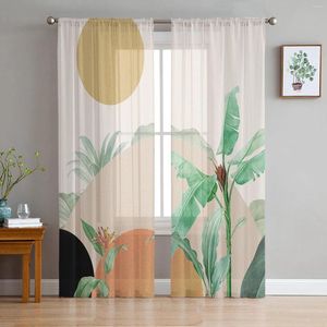Rideau bohème abstrait des plantes de feuilles de vent rideaux pour le salon chambre à coucher de cuisine décoration fenêtre en tulle