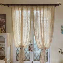 Rideau Boho rideaux pour salon Vintage fait à la main au Crochet évider tricot dentelle rideaux chambre décor à la maison