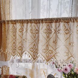 Rideau Boho rétro coton lin Crochet rideaux pour ferme cuisine café creux tricot fait à la main baie Gazebo fenêtre rideaux