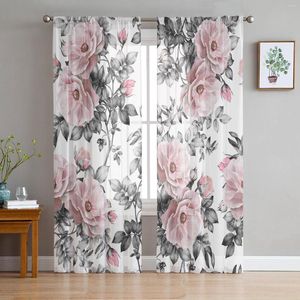 Gordijnboeket Bloemen Roses Raam Tule Curtains for Living Room Slaapkamer El Luxury Decoration Sheer