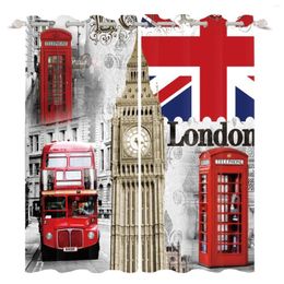 Gordijn Brits stijl gordijnen Big Ben en vlaggenpatroon bedrukt raamgordijn Slaapkamer woonkamer polyester