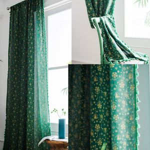 Gordijn Bronzing Wind Chime Sheer Curtains Christmas Decoration for Living Room Vintage Blinds afgewerkt Gordijnen Tassel