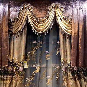 Rideau brun valance euro Designer Dinning Window décorer la broderie luxueuse Velvet de qualité élégante cuisine cuisine