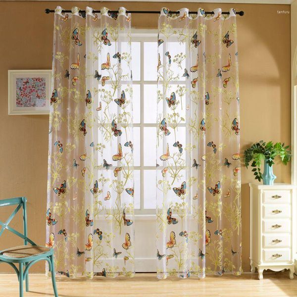 Panel de mariposa para cortina, cenefa de ventana romana, cortinas de cocina para el hogar, tela de hilo para hilo rústico