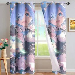 Gordijn Cartoon Re Zero Gedrukte anime gordijnen raam voor slaapkamer woonkamer kinderen meisjes feest huis decor 2 panelen