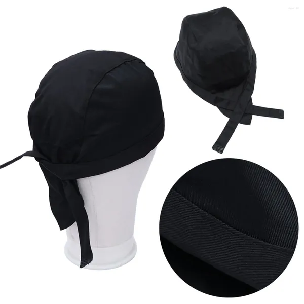 Gorro de Chef con cortina, gorro, turbante, cocina, cocina, Capsserver, gorro, panadero, exfoliante, cinta de pirata para mujer, tocado Unisex negro