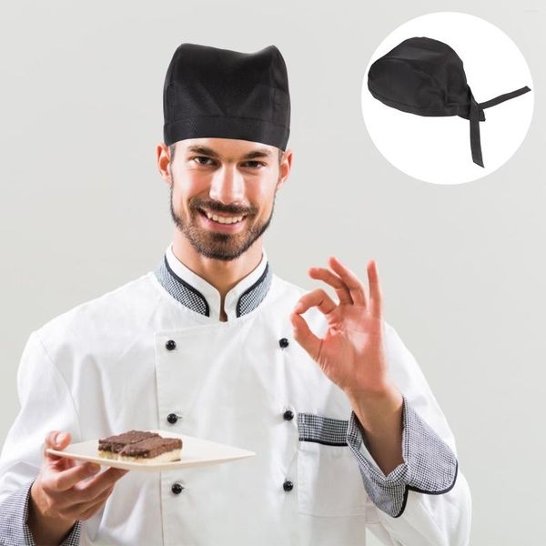 Cortina Chef Tie Back Turban Fluffy Hats Mujeres Chemo Caps Black Men Hair Net Ribbon Cap