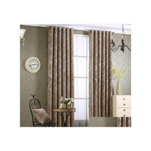 Rideau Chenille Jacquard Sier Blackout pour chambre à coucher moderne tissu aveugle rideaux gris salon fenêtre taille personnalisée livraison directe Hom Dho84