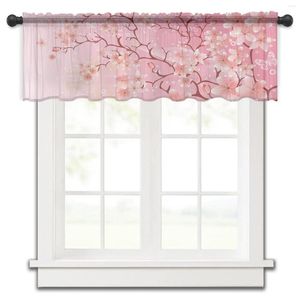 Rideau fleur de cerisier papillon rose cuisine petite fenêtre Tulle pure courte chambre salon décor à la maison Voile rideaux