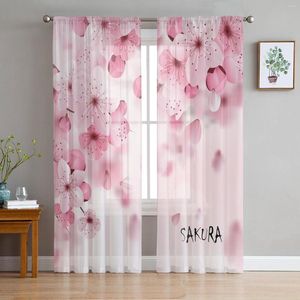 Gordijn Cherry Blossom Sakura Roze bloem pure gordijnen voor woonkamer keuken tule ramen voile garen slaapkamer
