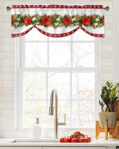 Rideau noël fleur flocon de neige pin baie fenêtre salon armoires de cuisine cravate cantonnière passe-tringle