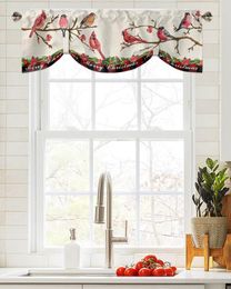 Rideau Noël Rouge Plaid Cardinal Fenêtre Salon Armoires De Cuisine Tie-up Valance Rod Pocket