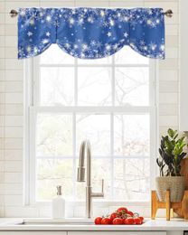 Vorhang Weihnachten Schneeflocke Blau Fenster Wohnzimmer Küchenschrank Krawatte Volant Stangentasche