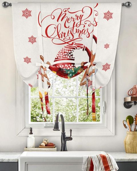 Rideau de noël flocon de neige Gnome fenêtre pour salon, décoration de la maison, stores, rideaux courts à attacher pour la cuisine