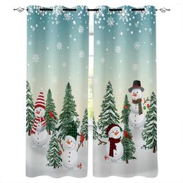 Gordijn Kerstboom Sneeuwman Sneeuwvlok Luxe Europese gordijnen voor woonkamer Festival Window Slaapkamer Drapes Panelen