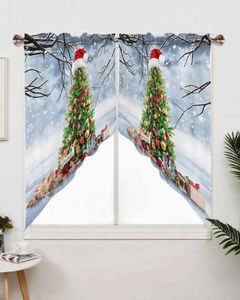 Rideau de Noël d'hiver Snowflake arbre à neige court salon de cuisine porteur de porte de porte à la maison DRAPES ENTRANCE RESTRAIT
