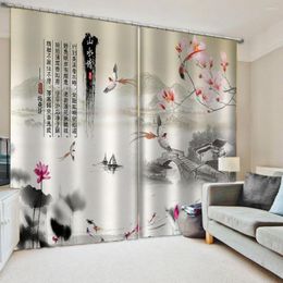 Gordijn klassiek thuisdecor 3d Chinese kleur schilderij slaapkamer woonkamer el cortinas black -out stof