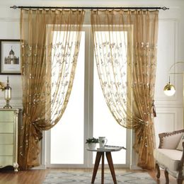 Rideau café Magnolia broderie fil Style européen Explosion écran Tulle pour fenêtres rideaux transparents salon chambre