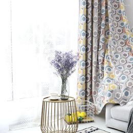 Gordijnkleur honingraat moderne Europeaan voor woonkamer slaapkamer slaapkamer katoen linnen geprinte raamscherm Huisdecoratie