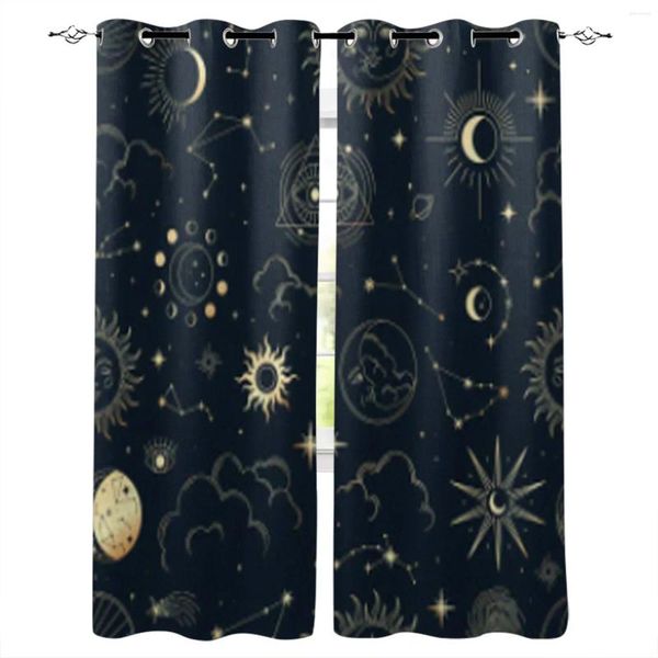 Rideaux Constellations Sun Moon Blue Ligne rideaux pour la chambre à coucher pour la maison DÉCOR DE SALON DÉCOR BALCON