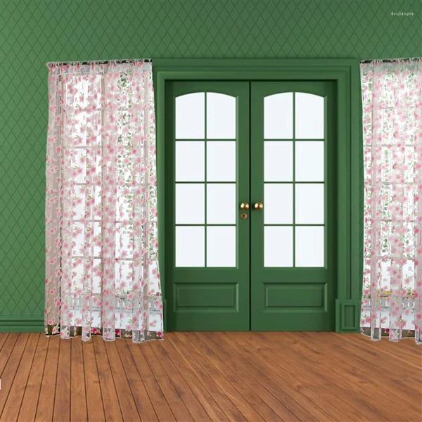 Rideau Cortinas rideaux porte coulissante en verre chambre fenêtre criblage vivant gaze