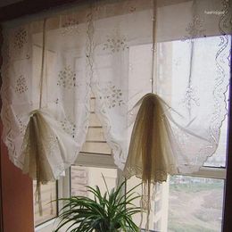 Rideau coton lin léger scintillant rideaux courts pastorale main Crochet évider Cortinas tige poche cuisine douche aveugle