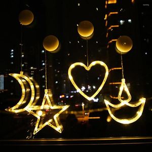 Rideau Creative LED Rideaux De Noël Guirlande Lumineuse Père Noël Renne Étoile Lune Lampe Suspendue Batterie Fête De Mariage Chambre Décor