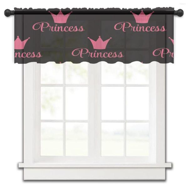 Rideau couronne princesse rose Tulle cuisine petite fenêtre cantonnière pure courte chambre salon décor à la maison Voile rideaux